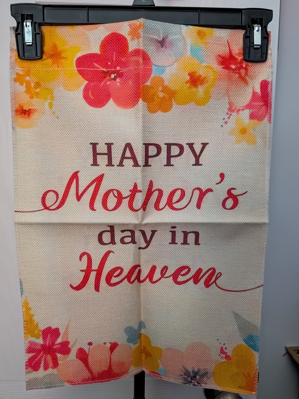Happy Mother's Day in Heaven Floral Garden Flag Wall Hanging